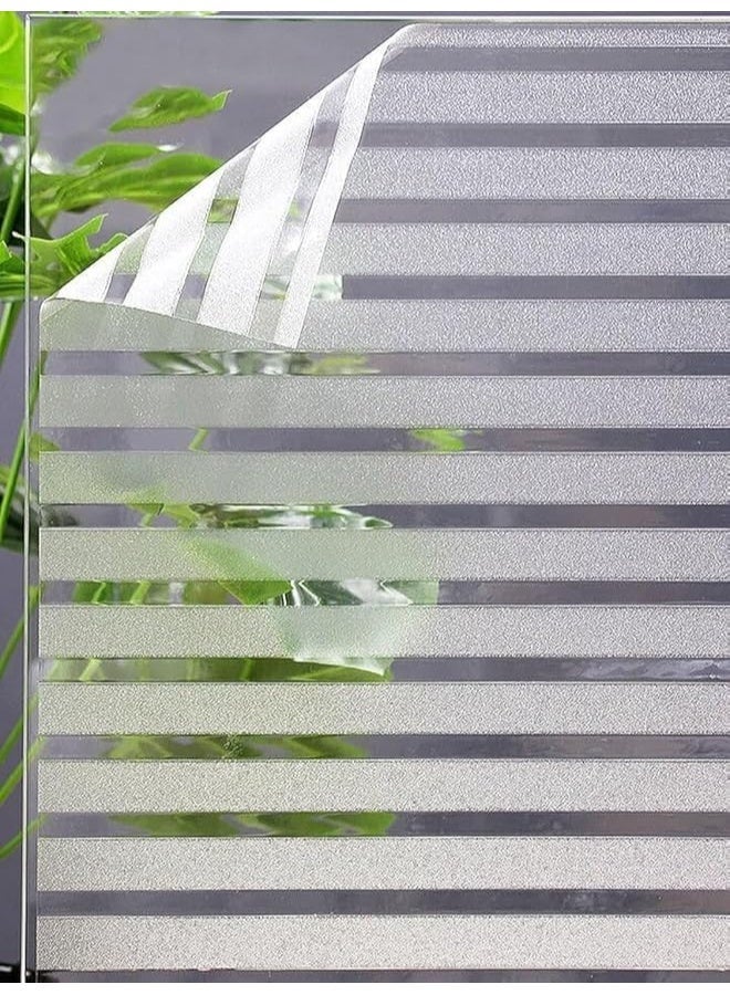 غشاء نافذة منقوش للخصوصية، غشاء زجاجي مزخرف للحماية من اشعة الشمس، غشاء الكتروستاتيكي سهل الاستخدام بالماء 2 متر × 45 سم، نافذة قابلة للازالة للمكتب والحمام والمطبخ وغرفة النوم (شكل 7) - Image 1